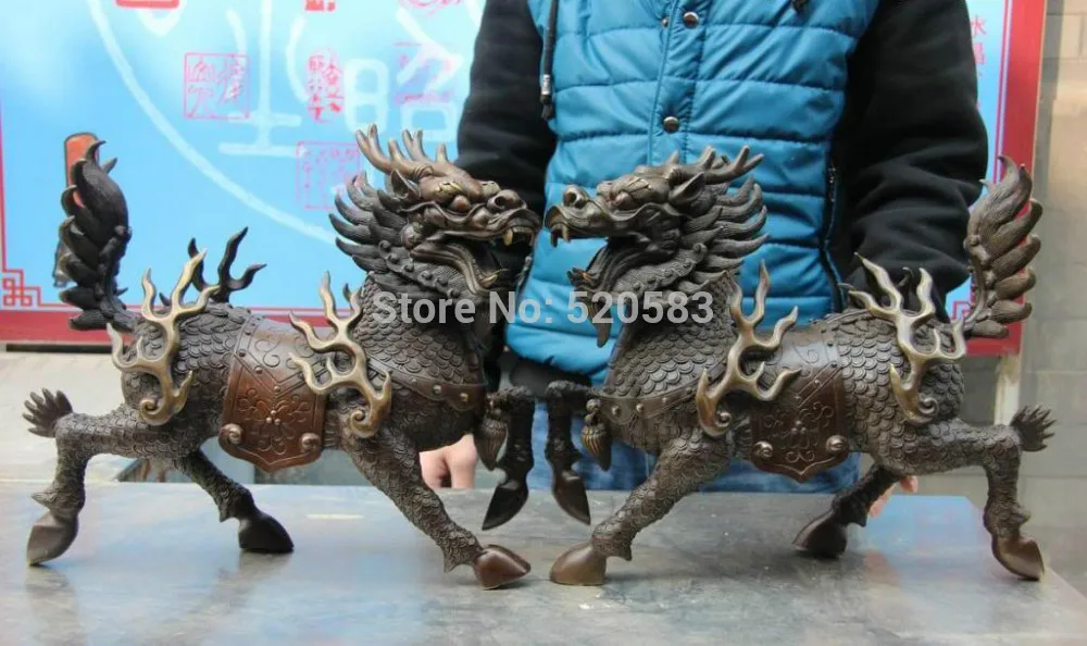 Palace Pure Copper Feng Shui Evil Fu Foo Dog Lion Dragon kylin Kirin Statue Pair
Palace Pure Copper Feng Shui Evil Fu Foo Dog Lion Dragon kylin Kirin Statue Pair