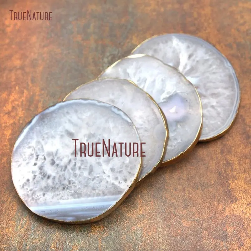 10Pcs Gold Plating Round Shape Coaster White Stripped Agates Coaster Approx 55-75mm PM14930
10Pcs Gold Plating Round Shape Coaster White Stripped Agates Coaster Approx 55-75mm PM14930