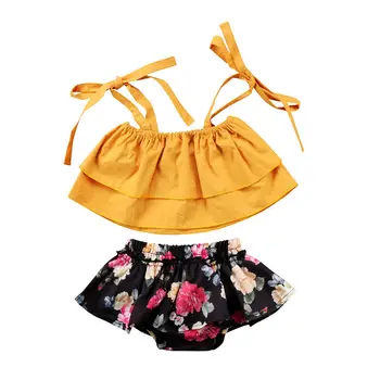 Cute Toddler Baby Clothes Floral Summer Baby Outfits Kids Girls Strap Tops Infant Girl Floral Shorts Yellow Sunsuits
Cute Toddler Baby Clothes Floral Summer Baby Outfits Kids Girls Strap Tops Infant Girl Floral Shorts Yellow Sunsuits