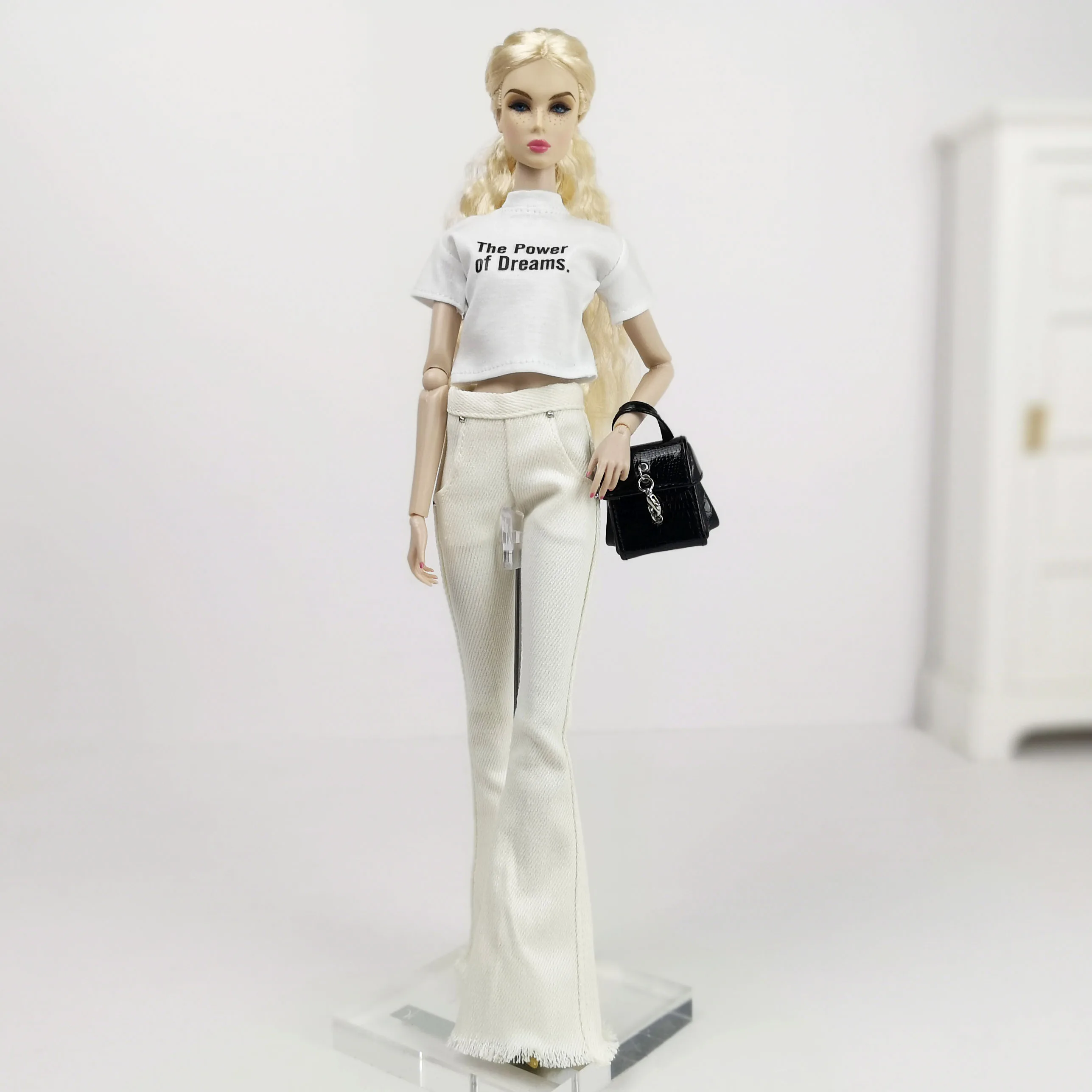 

T02-X500-2 Blyth st Doll clothes 1/3 1/4 bjd 1/6 dolls Accessories handmade custom made white shirt and Wide leg pants 2pcs/set