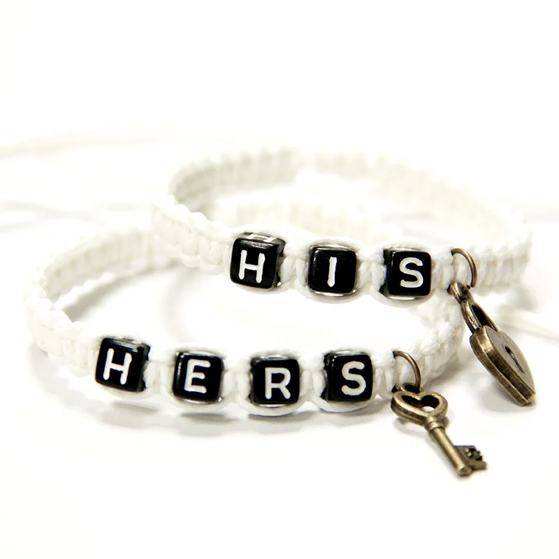 2pcs/pair Couple Bracelets White His Lock And Hers Key Rope Chains Lovers Personalized Gift Handmade Charm Bracelets Accessories
2pcs/pair Couple Bracelets White His Lock And Hers Key Rope Chains Lovers Personalized Gift Handmade Charm Bracelets Accessories