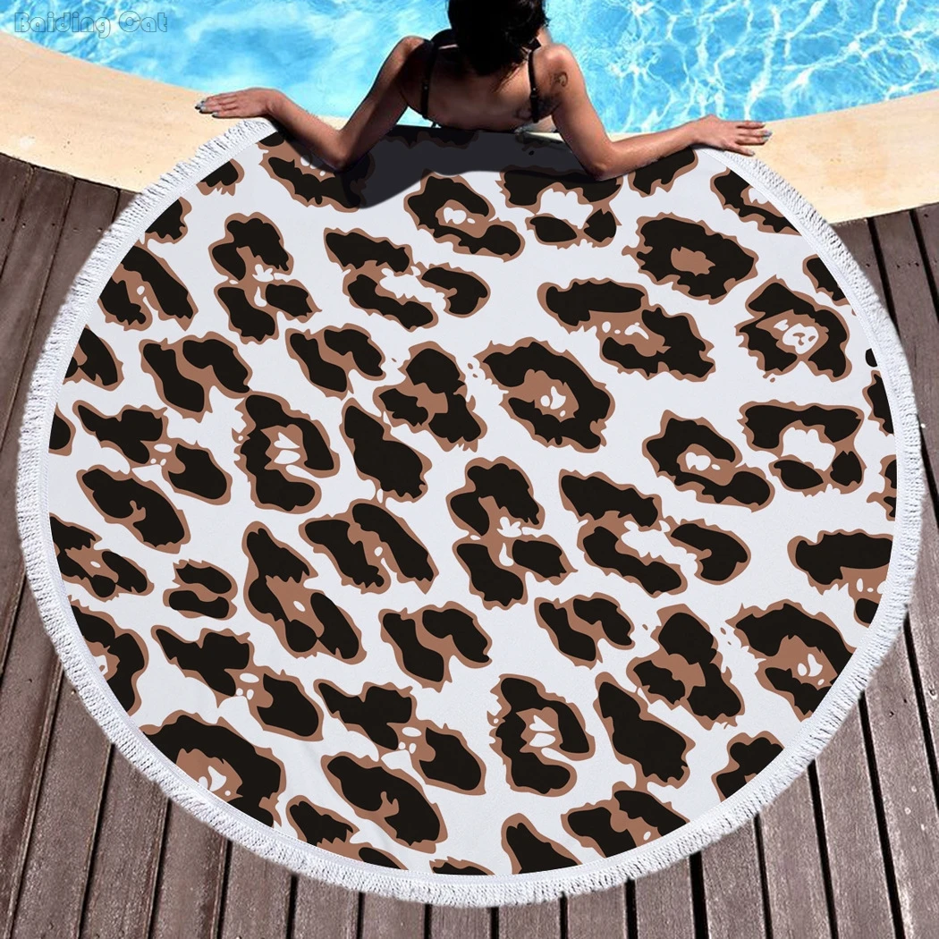 Sexy Leopard Print Microfiber Round Beach Towel with Tassel 150cm Large Size for Women Men Swimming Bath Towel Picnic Blanket
Sexy Leopard Print Microfiber Round Beach Towel with Tassel 150cm Large Size for Women Men Swimming Bath Towel Picnic Blanket