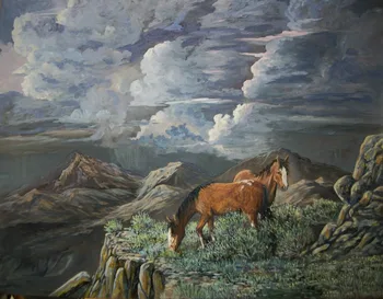 GOOD ART Two horses eating grass on the mountain western art 100% hand painted oil painting on canvas free shipping #24 inches
GOOD ART Two horses eating grass on the mountain western art 100% hand painted oil painting on canvas free shipping #24 inches