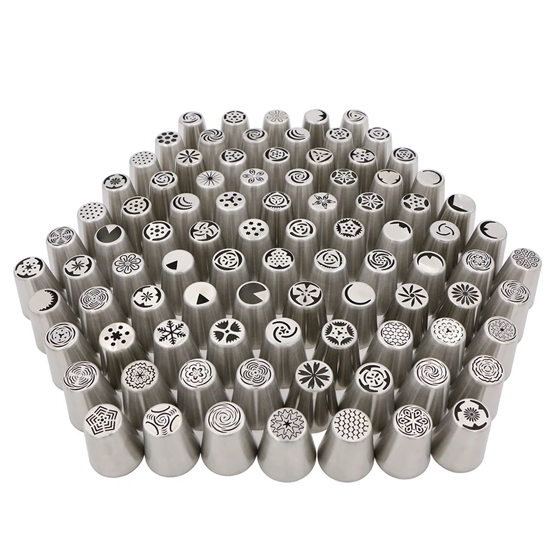 90 Styles Stainless Steel Russian Piping Cream Pastry Icing Nozzles Tips Baking Pastry Cake Decoration Tools Bakeware for Bakery
90 Styles Stainless Steel Russian Piping Cream Pastry Icing Nozzles Tips Baking Pastry Cake Decoration Tools Bakeware for Bakery