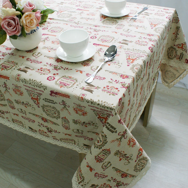 

Lanweini Tablecloths Linen Cotton Table Cloth For Table Cover Rectangular Christmas Reindeer Tablecloth Microwave Oven Decor