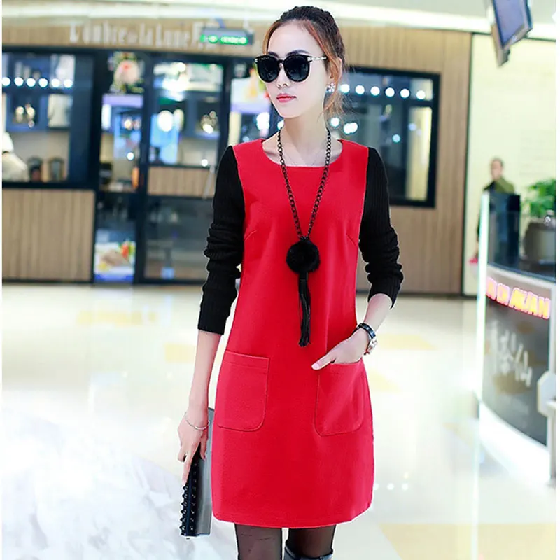 Women Fake Two Pieces Dress Pullover Round Neck Long Sleeves Autumn Outfits TY66
Women Fake Two Pieces Dress Pullover Round Neck Long Sleeves Autumn Outfits TY66
