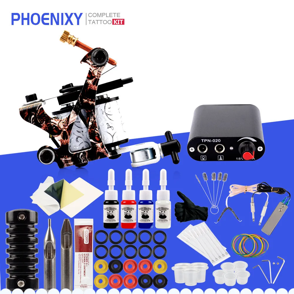 Tattoo Kit 4 Colors Tattoo Ink Sets Machines Set Black Power Supply Needles Permanent Make Up Professional Tattoo Kit Set
Tattoo Kit 4 Colors Tattoo Ink Sets Machines Set Black Power Supply Needles Permanent Make Up Professional Tattoo Kit Set