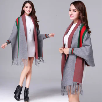 FXFURS New Fashion Autumn and winter women's Clothes fashion collar long sleeved stripes Wraps mid long tassel Shawl Coat
FXFURS New Fashion Autumn and winter women's Clothes fashion collar long sleeved stripes Wraps mid long tassel Shawl Coat