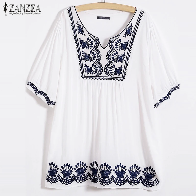 ZANZEA Plus Size Women's Blouse 2019 Summer Ethnic Print Shirt Ladies Elegant V Neck Blusas Casual Tunic Tops Chemiser Mujer 5XL
ZANZEA Plus Size Women's Blouse 2019 Summer Ethnic Print Shirt Ladies Elegant V Neck Blusas Casual Tunic Tops Chemiser Mujer 5XL