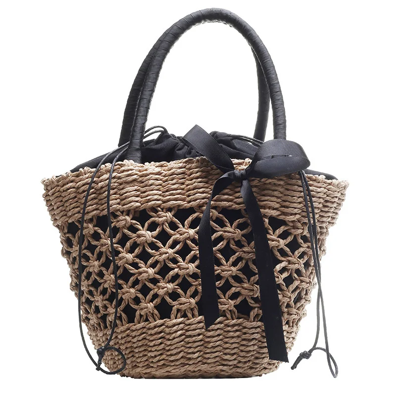 Handmade Straw Bag Female New Personality Woven Vegetable Basket Black Bow Ribbon Handbag
Handmade Straw Bag Female New Personality Woven Vegetable Basket Black Bow Ribbon Handbag