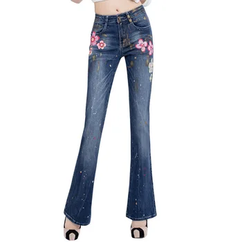 High Quality Women's Slim Mid Waist Boot Cut Jeans Girls Fashion Print Bell Bottom Trousers Flares
High Quality Women's Slim Mid Waist Boot Cut Jeans Girls Fashion Print Bell Bottom Trousers Flares