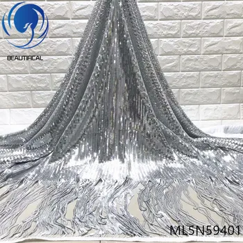 Beautifical african lace fabrics Fashion design nigerian net lace fabric 5yards sequins tassels lace fabric for women ML5N594
Beautifical african lace fabrics Fashion design nigerian net lace fabric 5yards sequins tassels lace fabric for women ML5N594