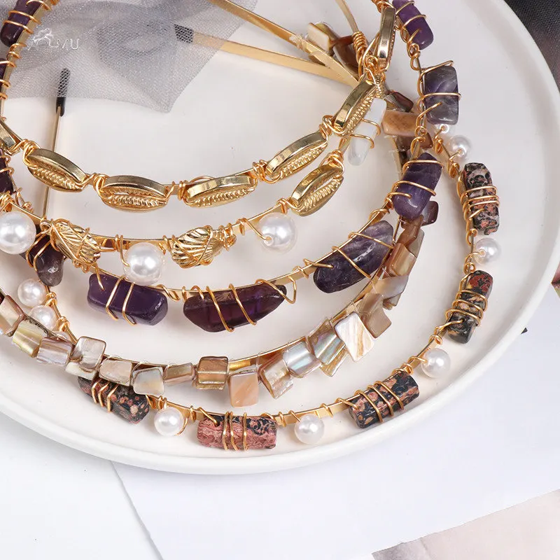 AOMU New Design Fashion Elegant Shell Hair Jewelry Pearls Beaded Headbands For Women Natural Stone Hair Accessories
AOMU New Design Fashion Elegant Shell Hair Jewelry Pearls Beaded Headbands For Women Natural Stone Hair Accessories