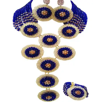 On Sale Royal Blue Champagne Gold Women Nigerian Wedding Beads Necklace Jewelry Sets 10C-9PH-12
On Sale Royal Blue Champagne Gold Women Nigerian Wedding Beads Necklace Jewelry Sets 10C-9PH-12