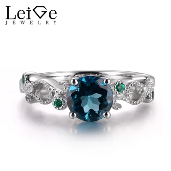 LeiGe Jewelry Real London Blue Topaz Rings Engagement Rings November Birthstone Round Cut Blue Gems 925 Sterling Silver Gifts
LeiGe Jewelry Real London Blue Topaz Rings Engagement Rings November Birthstone Round Cut Blue Gems 925 Sterling Silver Gifts