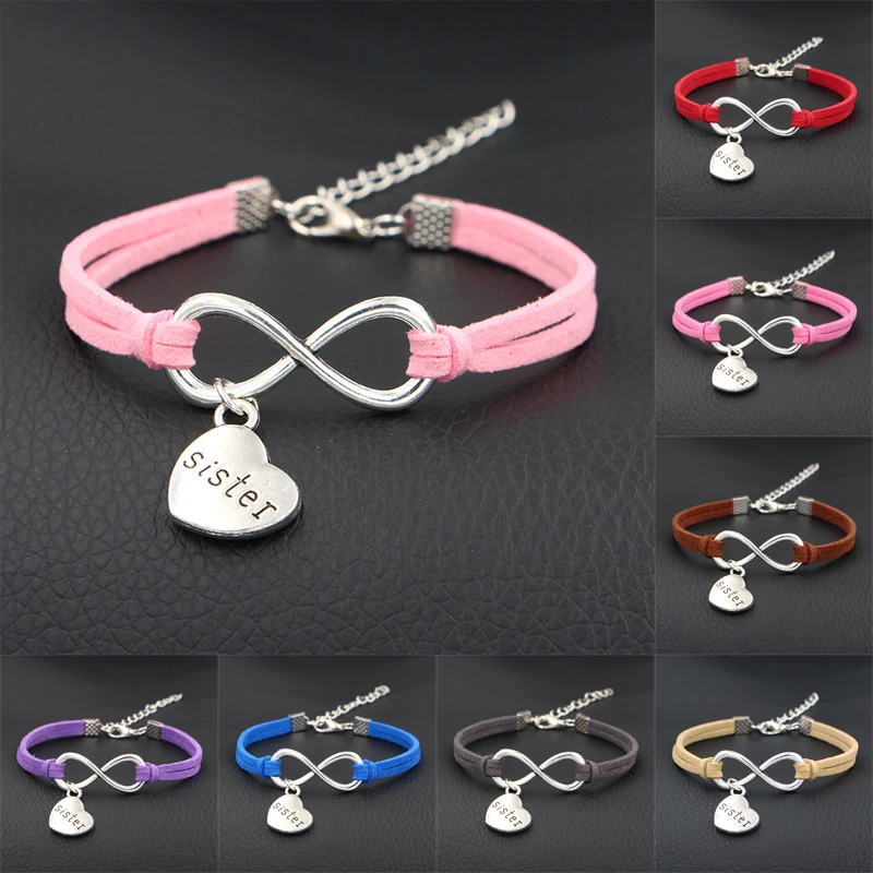 2019 New Cute Love My Sister Heart Charms Bracelet Antique Silver Love Infinity Leather Bracelets For Women Fashion Jewelry
2019 New Cute Love My Sister Heart Charms Bracelet Antique Silver Love Infinity Leather Bracelets For Women Fashion Jewelry