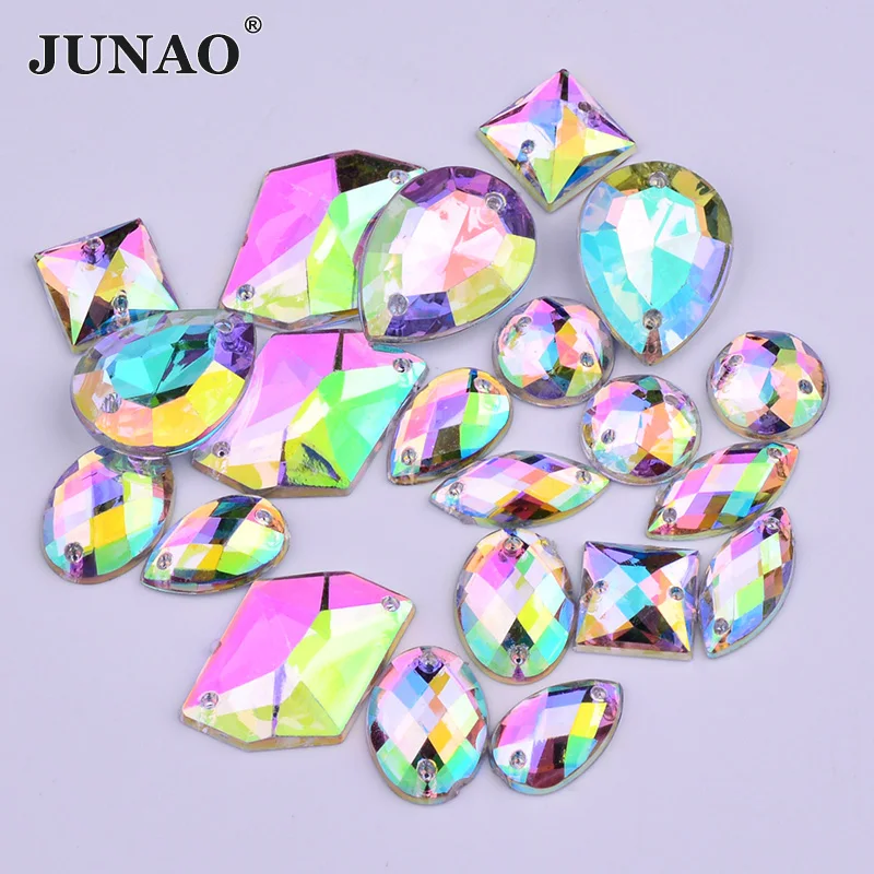 JUNAO Mix Size Shape Sew On Crystal AB Rhinestone Applique Sewing Acrylic Gems Flatback Stone and Crystal for Needlework Clothes
JUNAO Mix Size Shape Sew On Crystal AB Rhinestone Applique Sewing Acrylic Gems Flatback Stone and Crystal for Needlework Clothes