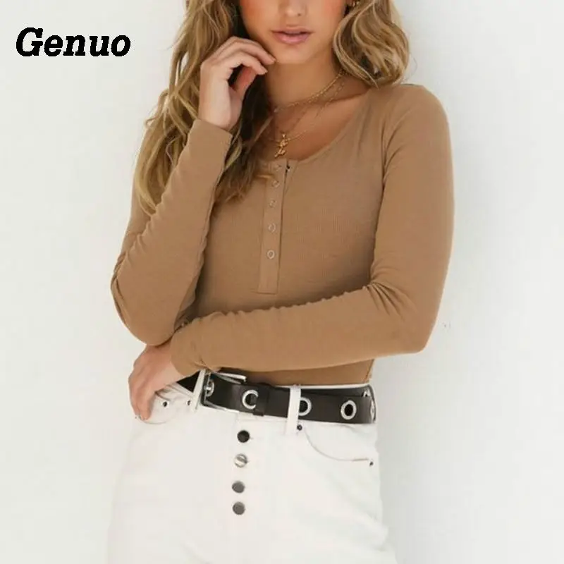 Genuo Casual Button Elastic Knitted Bodysuits Women Autumn O Neck Long Sleeve Sexy Bodycon Sweater Tops Clubwear Female Jumpsuit
Genuo Casual Button Elastic Knitted Bodysuits Women Autumn O Neck Long Sleeve Sexy Bodycon Sweater Tops Clubwear Female Jumpsuit