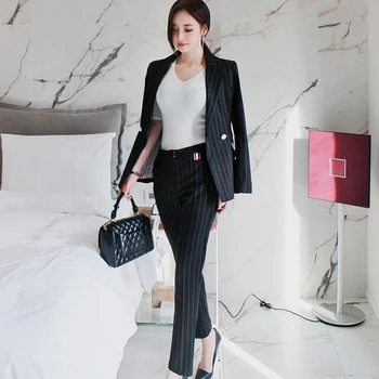 2018 autumn winter Work Fashion Pant Suits 2 Piece Set for Women Striped Blazer Jacket & Trouser Office Lady Suit Feminino
2018 autumn winter Work Fashion Pant Suits 2 Piece Set for Women Striped Blazer Jacket & Trouser Office Lady Suit Feminino