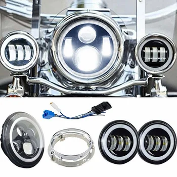 White halo moto 7'' LED Headlight with Matching white halo 4.5 Inch LED Passing Lamps Fog Light for Harley Davidson
White halo moto 7'' LED Headlight with Matching white halo 4.5 Inch LED Passing Lamps Fog Light for Harley Davidson