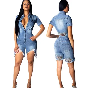 2019 Summer Women Sexy Deep V-Neck Short Jumpsuit Blue Hollow Out Jean Rompers Solid Hole Denim Bodycon Playsuit
2019 Summer Women Sexy Deep V-Neck Short Jumpsuit Blue Hollow Out Jean Rompers Solid Hole Denim Bodycon Playsuit