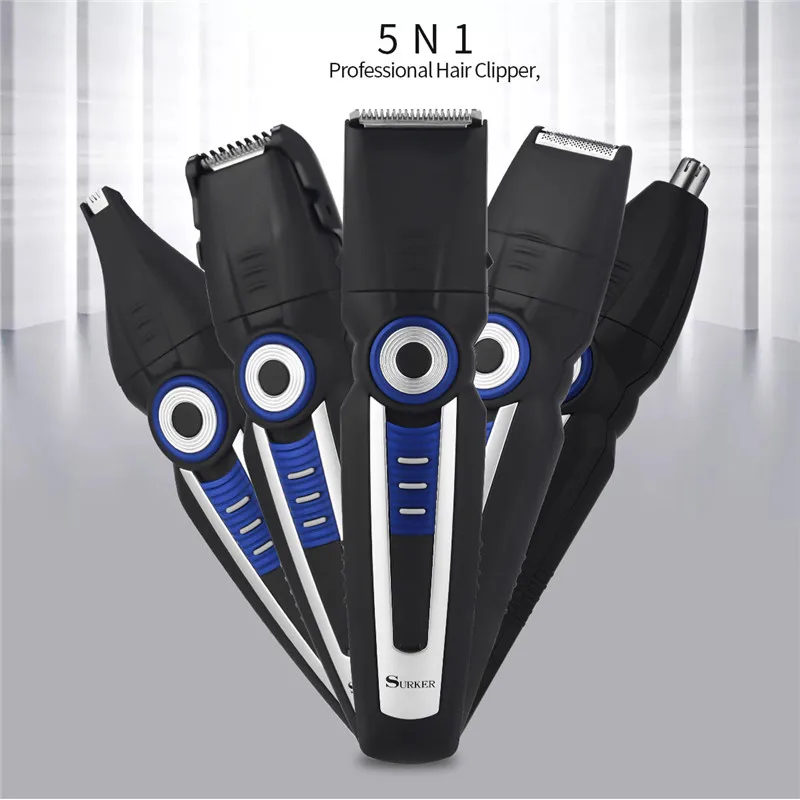 SURKER 5 IN 1 Electric Trimmer Shaver Hair Nose Removal Razor Nose Hair Clipper Professional Beard Trimmer Hair Cut Machine Men
SURKER 5 IN 1 Electric Trimmer Shaver Hair Nose Removal Razor Nose Hair Clipper Professional Beard Trimmer Hair Cut Machine Men