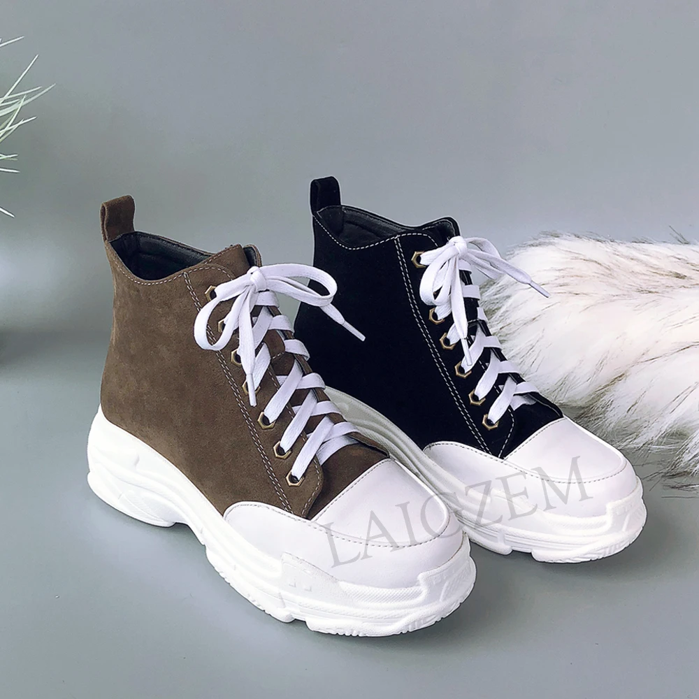 LAIGZEM Women Sneakers Round Toe Casual Boots Lace Up Shoes Woman Faux Suede Chaussure Sapato Feminino 2020 Combat Size 33-46
LAIGZEM Women Sneakers Round Toe Casual Boots Lace Up Shoes Woman Faux Suede Chaussure Sapato Feminino 2020 Combat Size 33-46