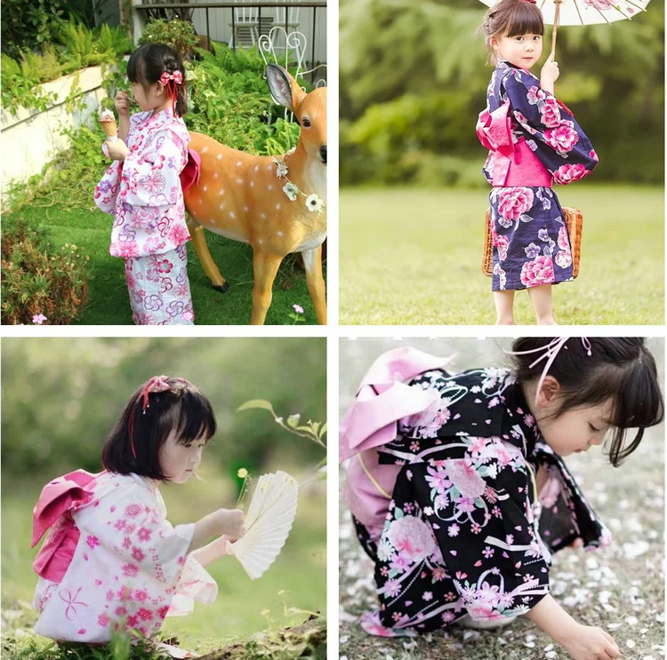 Женское кимоно с цветочным принтом японское традиционное хлопковое для косплея