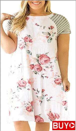 Nemidor Floral print Plus Size Casual Dress (2)