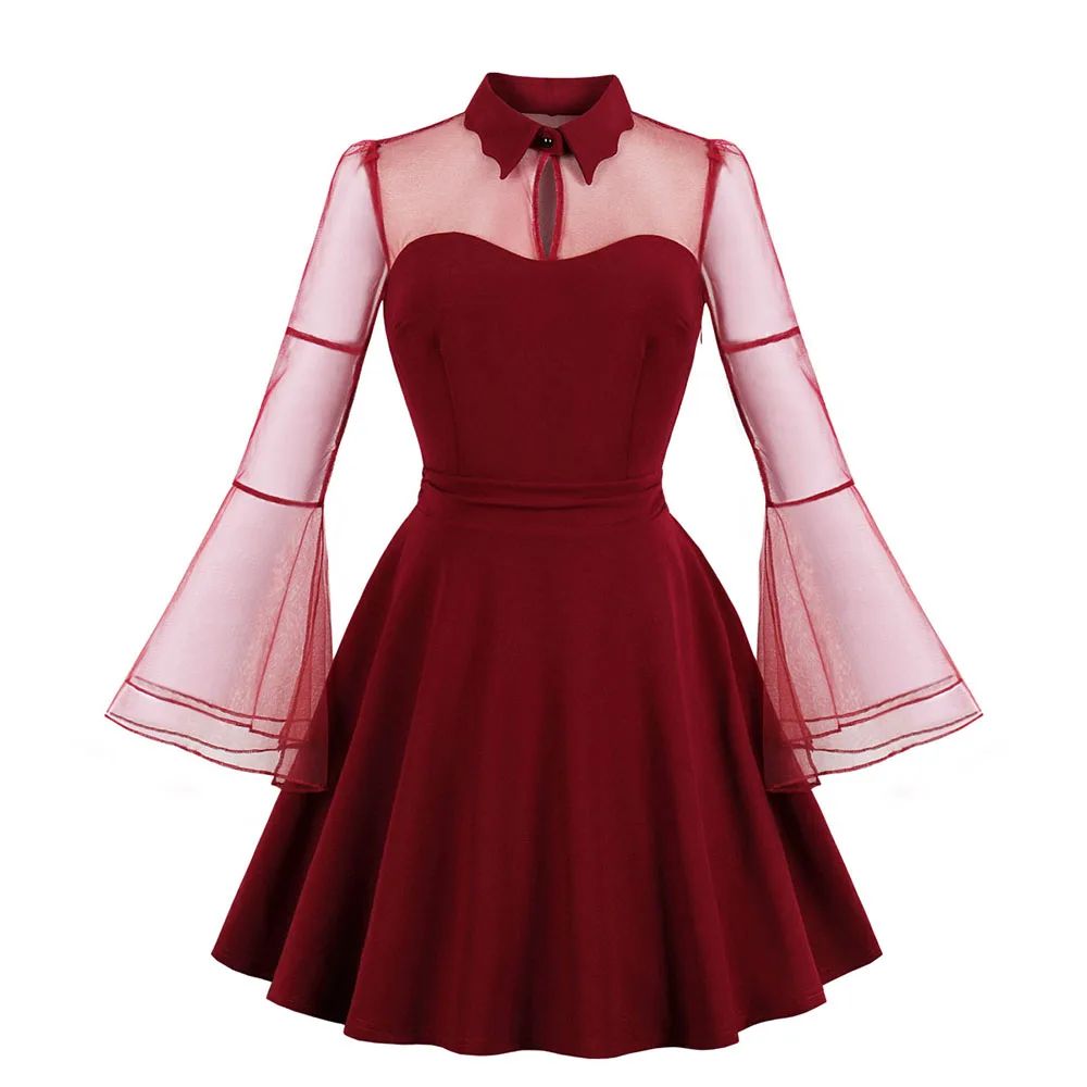 Rosetic Valentine Party Dress Sexy Mini Turn Down Collar A Line Plus Size 4XL Mesh See Through Spring Flare Sleeve Burgundy
Rosetic Valentine Party Dress Sexy Mini Turn Down Collar A Line Plus Size 4XL Mesh See Through Spring Flare Sleeve Burgundy