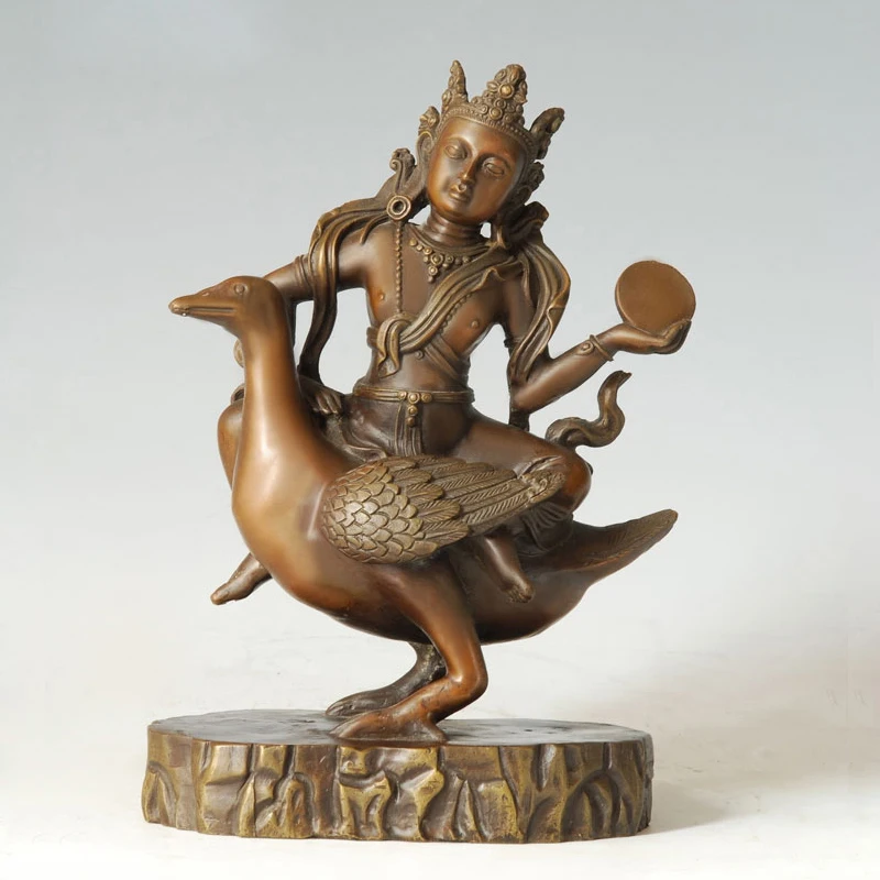 Bronze Brahma with Swan Figurine India Buddhist God Buddha Statue Brass Sculpture Metal Art
Bronze Brahma with Swan Figurine India Buddhist God Buddha Statue Brass Sculpture Metal Art