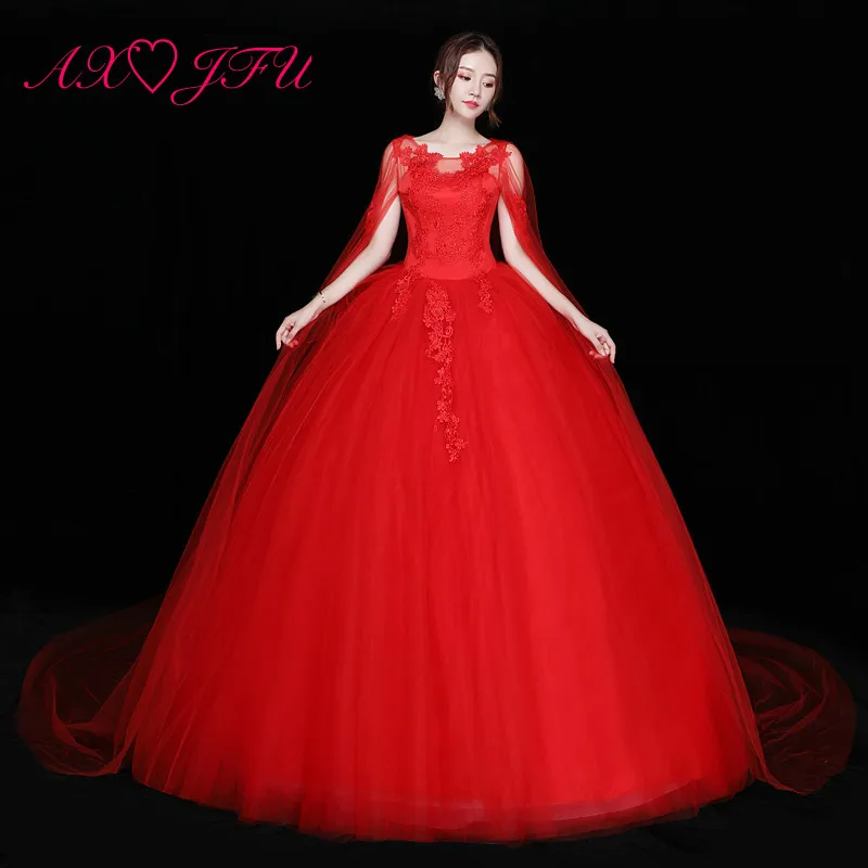AXJFU Flower princess red lace wedding dress vintage o neck illusion sleeveless with lace Shawl party bride red wedding dress
AXJFU Flower princess red lace wedding dress vintage o neck illusion sleeveless with lace Shawl party bride red wedding dress