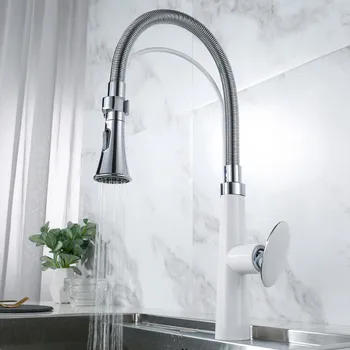 Kitchen Sink Faucets Chrome Brass Pull Out/Down Kitchen Sink Mixer Tap Single Handle Hot & Cold Rotating Kitchen Crane Faucet
Kitchen Sink Faucets Chrome Brass Pull Out/Down Kitchen Sink Mixer Tap Single Handle Hot & Cold Rotating Kitchen Crane Faucet