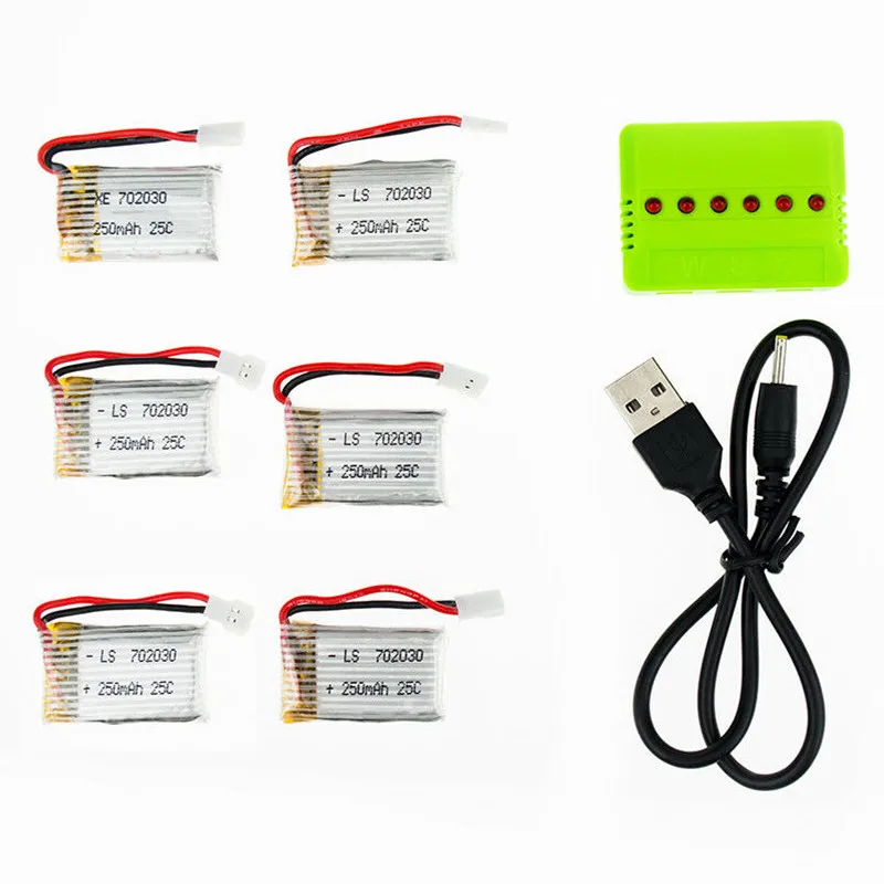 6pcs 3.7V 250mAh 25C LiPo Battery with X6 charger for Hubsan H107 H107L H107D JD385 JJ1000A H108C U816 Syma X11C Helicopter rc
6pcs 3.7V 250mAh 25C LiPo Battery with X6 charger for Hubsan H107 H107L H107D JD385 JJ1000A H108C U816 Syma X11C Helicopter rc