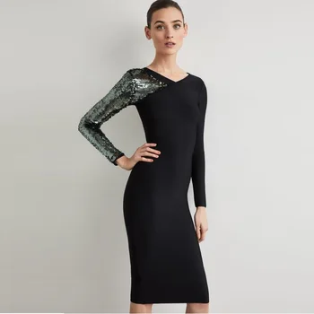 Black Women Elegant Bandage Robe Party Dress 2019 Fashion Sequined Long Sleeve Celebrity Sheath V-Neck Evening Party Vestidos
Black Women Elegant Bandage Robe Party Dress 2019 Fashion Sequined Long Sleeve Celebrity Sheath V-Neck Evening Party Vestidos
