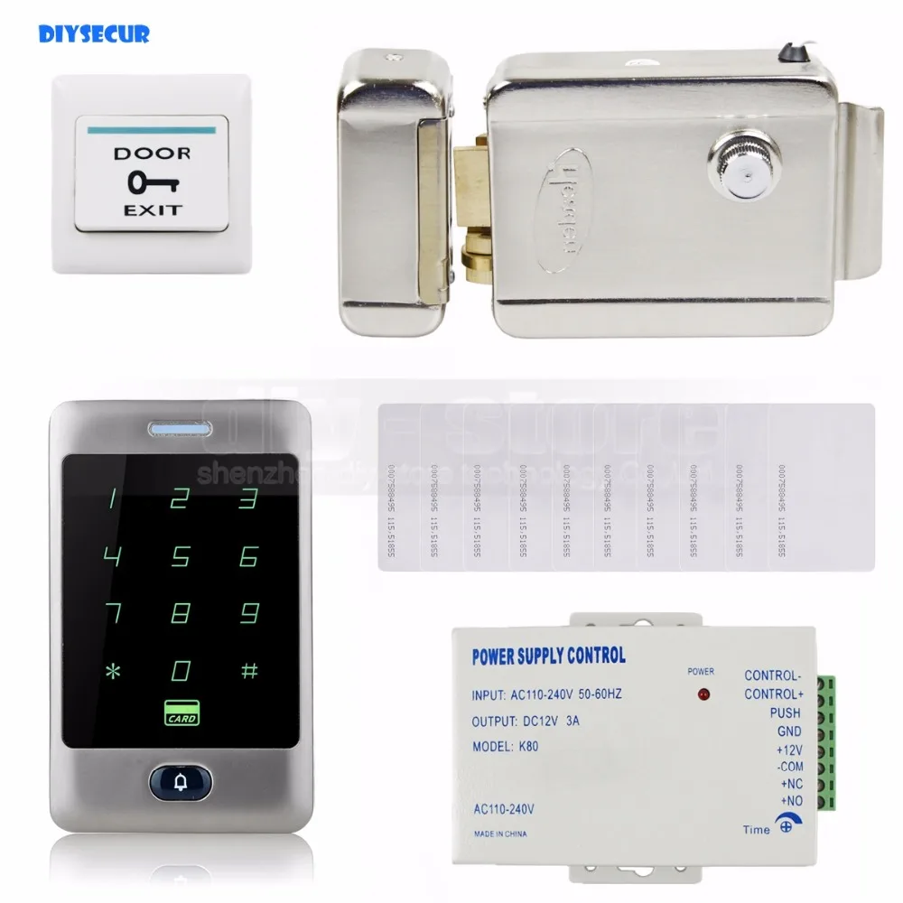 DIYSECUR 125KHz RFID Reader Password Keypad + Electric Lock Door Access Control Security System Kit | Безопасность и защита