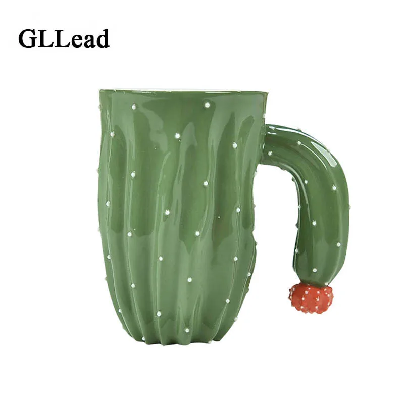 GLLead Creative Cactus Plastic Arts Ceramic Coffee Mug Office Breakfast Milk Teacup Porcelain Afternoon Tea Mugs 350ml Cup | Дом и сад