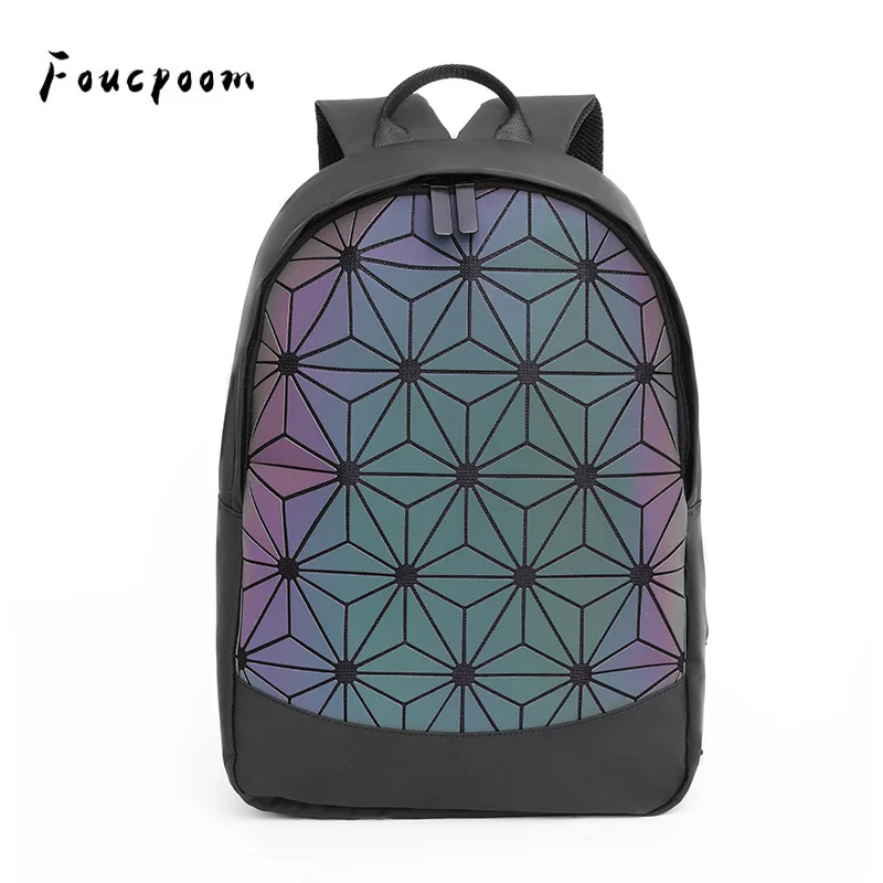 Luxury Women Backpack School Luminous Geometric Plaid Sequin Female Backpacks For Teenage Girls Bagpack Bag Holographic | Багаж и сумки