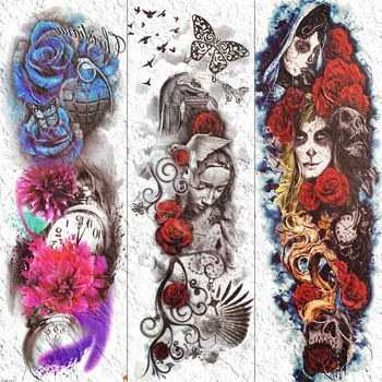 3D Waterproof Full Arm Long Temporary Tattoo Sticker Ghost Women Flower Henna Body Leg Art Tatoo Summer Makeup Fake Tattoo Paper
3D Waterproof Full Arm Long Temporary Tattoo Sticker Ghost Women Flower Henna Body Leg Art Tatoo Summer Makeup Fake Tattoo Paper