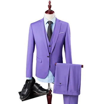 Men's suit three-piece suit (coat + pants + vest) wedding dinner dress solid color European and American style men's suit
Men's suit three-piece suit (coat + pants + vest) wedding dinner dress solid color European and American style men's suit