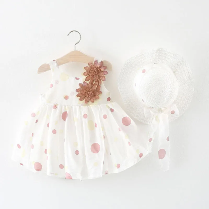 Cute Dot Summer Baby Dress Big Bow Sleeveless Princess Baby Girl Dress with Hat A-Line Cotton Infant Dresses Baby Girl Clothes
Cute Dot Summer Baby Dress Big Bow Sleeveless Princess Baby Girl Dress with Hat A-Line Cotton Infant Dresses Baby Girl Clothes