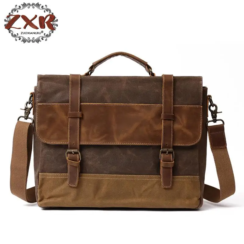 New Oil Wax Canvas Handbag Men Waterproof Shoulder Bag Retro Canvas Leather Briefcase Messenger Bag Large
New Oil Wax Canvas Handbag Men Waterproof Shoulder Bag Retro Canvas Leather Briefcase Messenger Bag Large