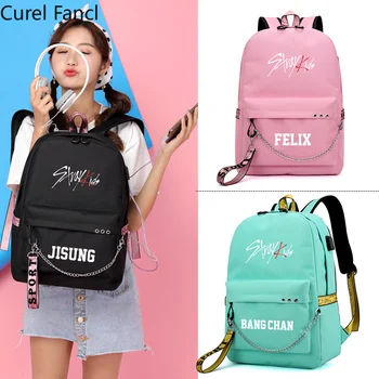 2020 New Hot Stray Kids Jisung Felix USB Backpack with Chain USB Headphone Port School Bags Mochila Travel Laptop Bags Curel
2020 New Hot Stray Kids Jisung Felix USB Backpack with Chain USB Headphone Port School Bags Mochila Travel Laptop Bags Curel