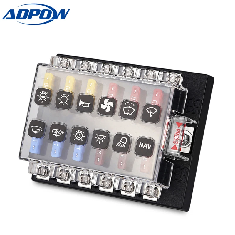 12 Way Circuit Blade Car Fuse Box Holder Terminals With Led Warning Light Waterproof 12V 24V Auto Fuse Box Boat Car Marine
12 Way Circuit Blade Car Fuse Box Holder Terminals With Led Warning Light Waterproof 12V 24V Auto Fuse Box Boat Car Marine