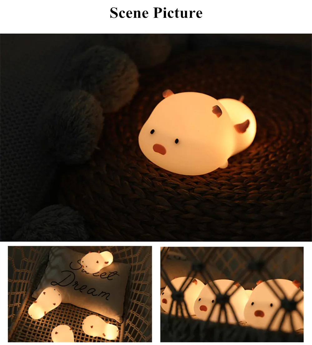 SuperNight Cute Pig LED Night Light Colorful Timing Dimmable Magnetic USB Silicone Bedroom Bedside Lamp for Children Kids Baby (18)