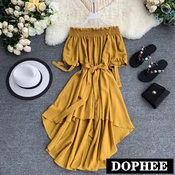 2019 Summer Retro Dress Women's Slash Neck Puff Sleeve Bowknot Front Short Back Long Dress Boho Beach Dresses
2019 Summer Retro Dress Women's Slash Neck Puff Sleeve Bowknot Front Short Back Long Dress Boho Beach Dresses