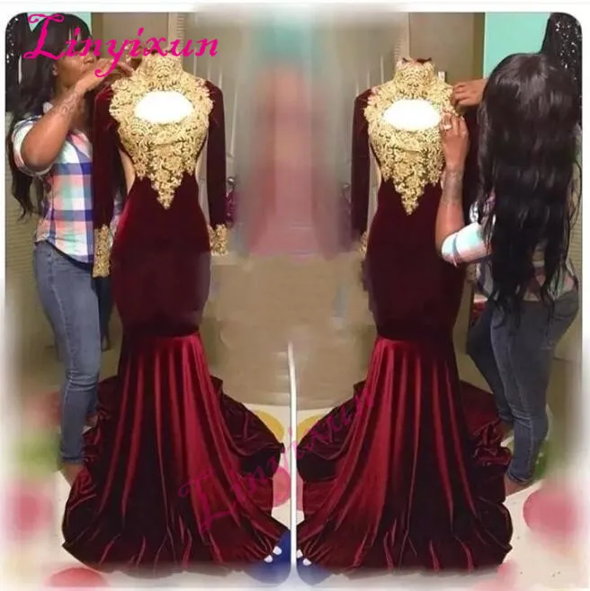 African Burgundy Velvet Mermaid Prom Dresses 2018 Sexy Keyhole High Neck Evening Dress Long Sleeves Vintage Party Gown
African Burgundy Velvet Mermaid Prom Dresses 2018 Sexy Keyhole High Neck Evening Dress Long Sleeves Vintage Party Gown