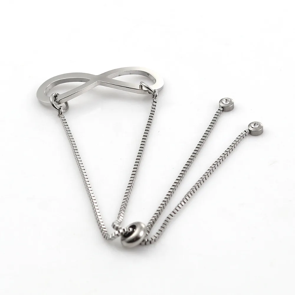 Doreen Box Stainless Steel Adjustable Slider/Slide Bolo Bracelets Silver Tone Infinity Symbol Jewelry 27cm(10 5/8") long, 1Piece
Doreen Box Stainless Steel Adjustable Slider/Slide Bolo Bracelets Silver Tone Infinity Symbol Jewelry 27cm(10 5/8") long, 1Piece