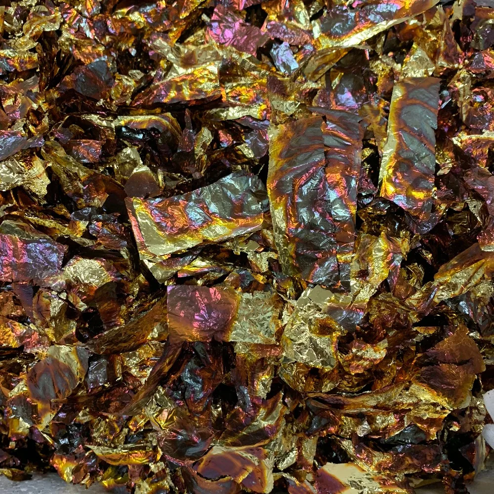 Blue variegated Gold Foil flake leaf colorful broken Gold leaf Sheets for gilding Craft Paper Decoration 10 gram per pack
Blue variegated Gold Foil flake leaf colorful broken Gold leaf Sheets for gilding Craft Paper Decoration 10 gram per pack
