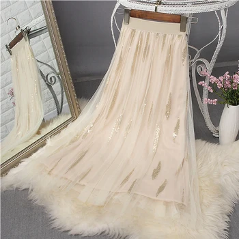 Heavy Industry Embroidery Sequined MeshLong Skirt 2019 Early Spring New High Waist Fairy Skirt
Heavy Industry Embroidery Sequined MeshLong Skirt 2019 Early Spring New High Waist Fairy Skirt